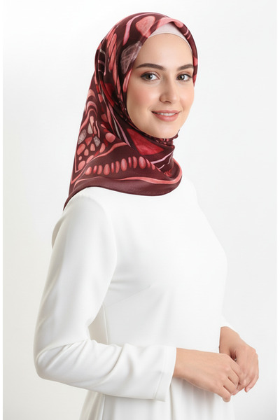 sefamerve Κασκόλ με σχέδιο κεχριμπαρένιο 70326-01 Σκούρο μπορντό