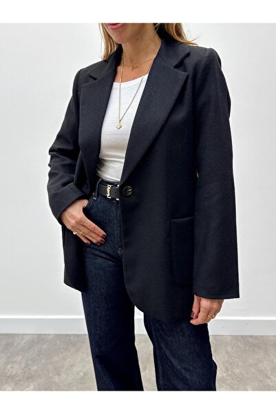 Maldia Shop Women's Elora Black Buttoned Wool Coat