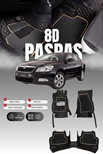 stiloto سجادة أرضية جلدية للسيارة سكودا أوكتافيا (2009-2012) 8D |   حماية كام...