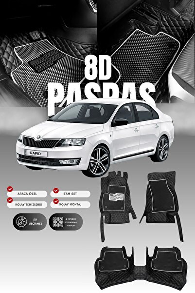 stiloto سجادة أرضية جلدية للسيارة سكودا رابيد (2013-2019) 8D |   حماية كاملة،...