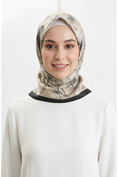 sefamerve Κεχριμπαρένιο κασκόλ με σχέδιο 70325-02 Μαύρο Χρυσό