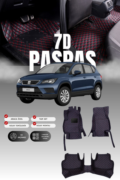 stiloto Seat Ateca (2016 ve sonrası) 7D Deri Havuzlu Oto Paspas | Tam Koruma,...