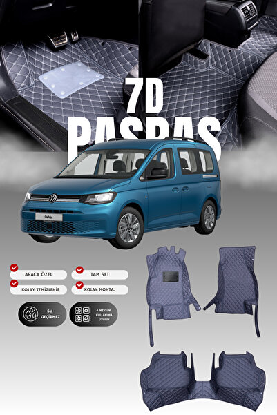 stiloto فولكس فاجن كادي (2021 وما بعده) حصيرة أرضية للسيارة من الجلد 7D |   ح...