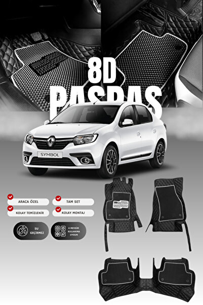 stiloto Renault Symbol (2013-2020) 8D Deri Havuzlu Oto Paspas | Tam Koruma,Ar...