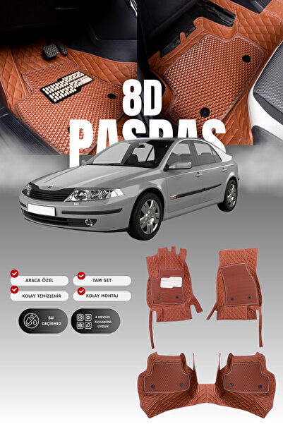 stiloto سجادة أرضية جلدية لسيارة رينو لاجونا 2 (2001-2007) 8D |   حماية كاملة...