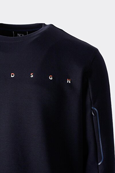 NCS Men's Sweatshirt Crew Neck Zipper Detail Dsgn Navy Blue 1669