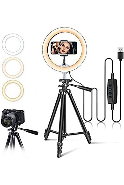 Generic Dimmable LED Ring Light 10inch With Tripod Stand Multicolour