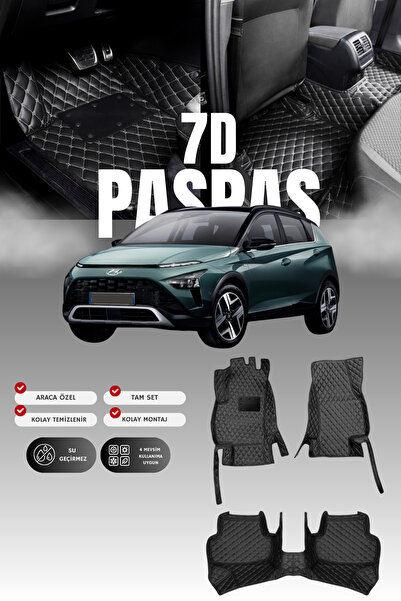 stiloto Hyundai Bayon (2021 ve sonrası) 7D Deri Havuzlu Oto Paspas | Tam Koru...