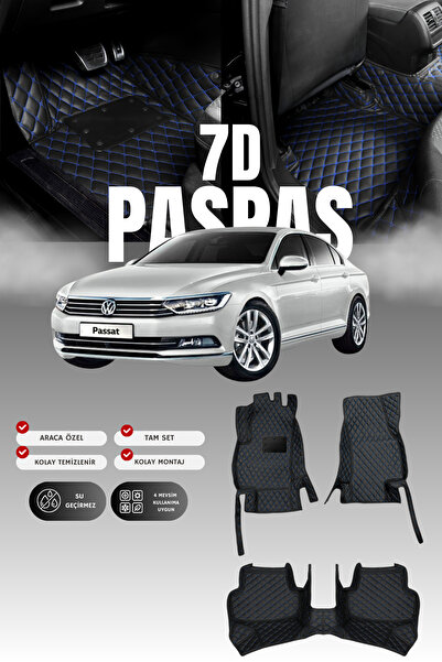 stiloto فولكس فاجن باسات B8 (2015-2022) حصيرة أرضية للسيارة من الجلد 7D بتصمي...