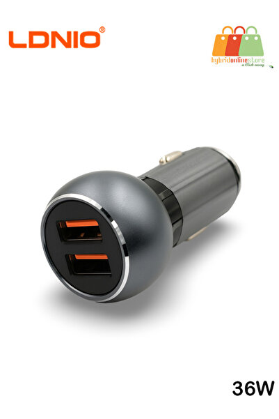 LDNIO شاحن سيارة معدني C503Q QC3.0 بقوة 36 وات مع منفذي USB مزدوجين، وشحن سريع وحماية متعددة الطبقات
