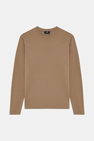 W Collection Camel Circular Neck Long Sleeve Sweatshirt