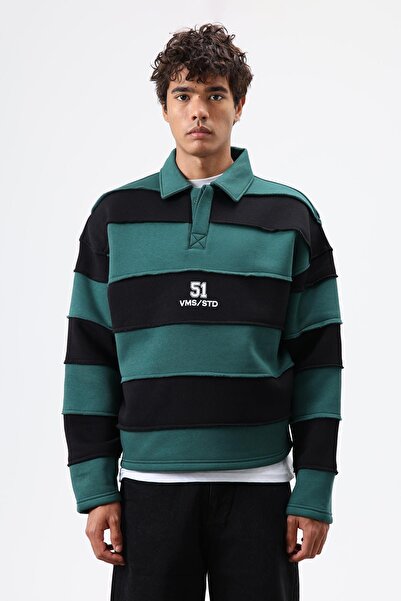 VAMOSCLO Oversized Striped Printed Sweatshirt Nefti
