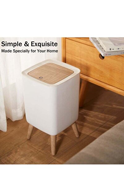 Saharaz Bathroom Trash Cans with Lids,1.8 Gallon Modern Office Trash Can for Near Desk,Living Room, White