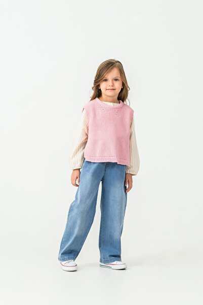 Harika KIDS Girl's Knitwear Vest-Shirt-Denim Pants 3-Piece Set