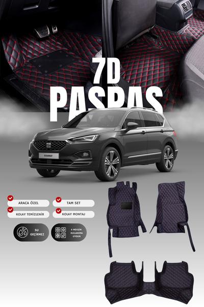 stiloto سجادة أرضية للسيارة من الجلد 7D لسيارة سيات تاراكو (2018 وما بعدها) |...