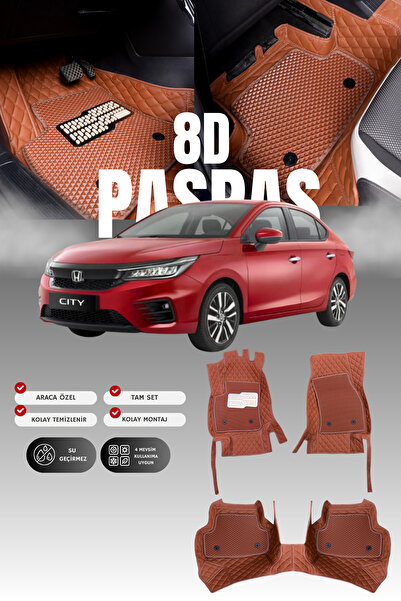 stiloto Honda City (2021 ve sonrası) 8D Deri Havuzlu Oto Paspas | Tam Koruma,...