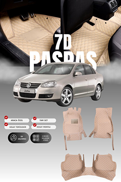 stiloto Volkswagen Jetta (2006-2010) 7D Deri Havuzlu Oto Paspas | Tam Korum,A...