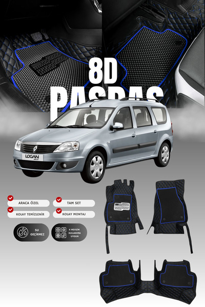 stiloto دواسة سيارة جلدية لداسيا لوجان (2004-2012) طراز 8D |   حماية كاملة، م...