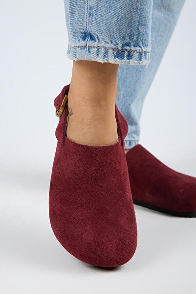 Manijero Antonella Women's Leather Genuine Leather Back Strap Sabo Burgundy Sandals