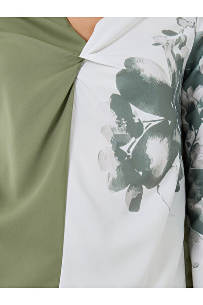 Take Two By Styli Floral Printed Ruffle Front Detail Long Sleeve Top