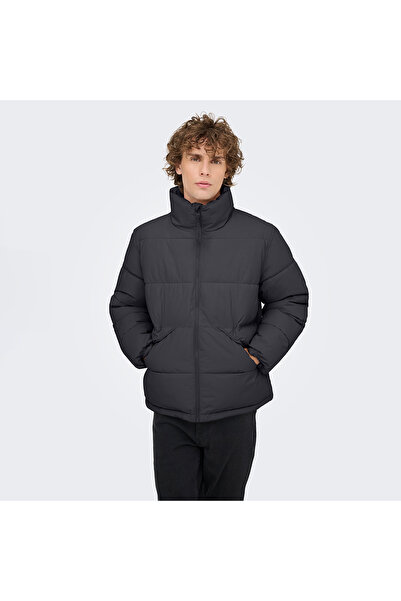 Only & Sons Μόνο & Υιοί Pack Life Puffer Ανδρικό Μπουφάν Γκρι ψηλός λαιμός