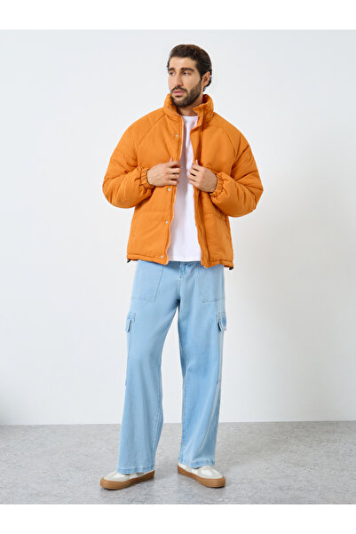 Styli Men Orange Oversized Puffer Jacket