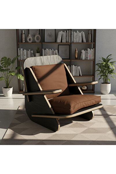 PRAKTURA STLISH Berjer Doğal Ahşap, Sarı, Krem Kumaş