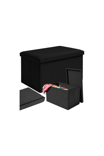 Ruhhy Табуретка с място за съхранение, обем 54 литра, черно кадифе, 60x30x30 см
