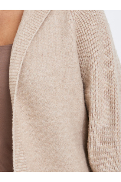 Take Two By Styli Beige Short Length Hooded Knit Cardigan