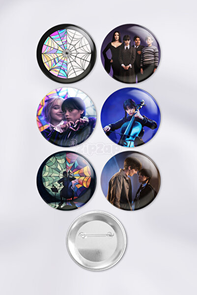 ZipZap Set de insignă cu buton cu ace pentru geanta Wednesday Addams Family n...