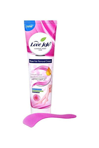 LOVE JOJO كريم إزالة الشعر بالورد - يزيل الشعر في 3 دقائق، 100 مل (عديم اللون)