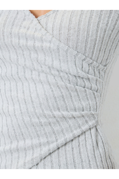 Take Two By Styli Solid V-Neck Long Sleeve Ribbed Wrap Top