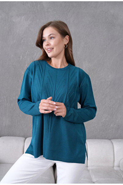 Elçelya Moda Pulover de tricotat subțire, cu linie minimalistă, pentru femei