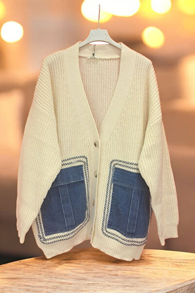 Robin Large Denim Pocket Knit Cardigan