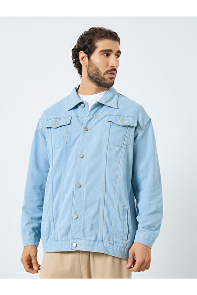 Styli Men Oversized Denim Jacket with Pockets