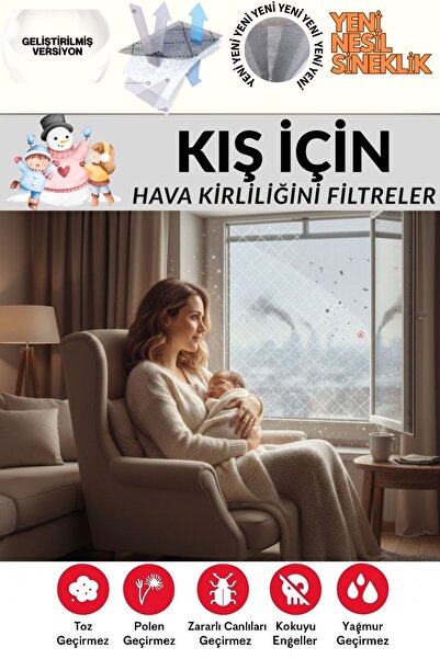 100x400cm | Kışın Kurum Tozu ve Hava Kirliliğine Karşı Pencere Filtresi | Rulo Sineklik |