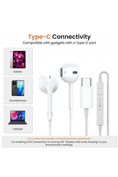 ADMOS ADHF073: Extra Bass, Universal Type-C Hi-Fi Earphones with Mic and Volume Control