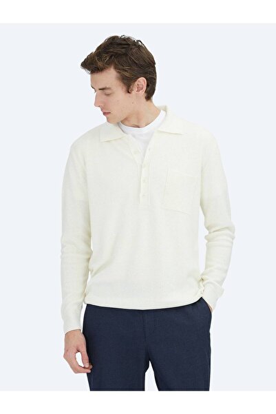 Kip Ecru Polo Neck Thessaloniki Cotton Blend Knitwear Sweater