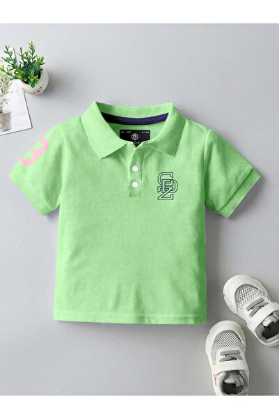CODEZ By Styli Kids Green Cotton Polo T-Shirt