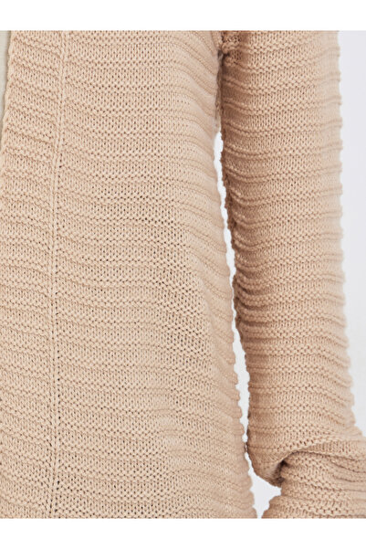 Styli Beige Textured Knit Midi Cardigan