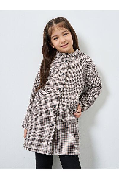 Styli Girls Checkered Hooded Coat