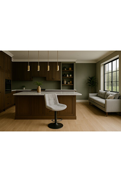 Ebticar Light Grey Premium Fabric Bar Chair – Adjustable Height & Tufted Back