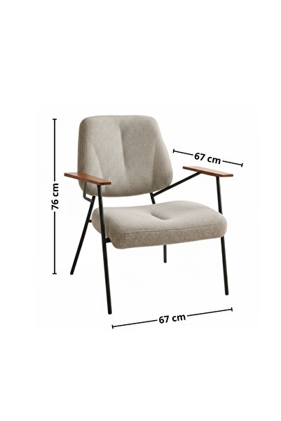 Ebticar Light Grey Fabric Armchair with Wooden Arms – Soft, Modern Aesthetic