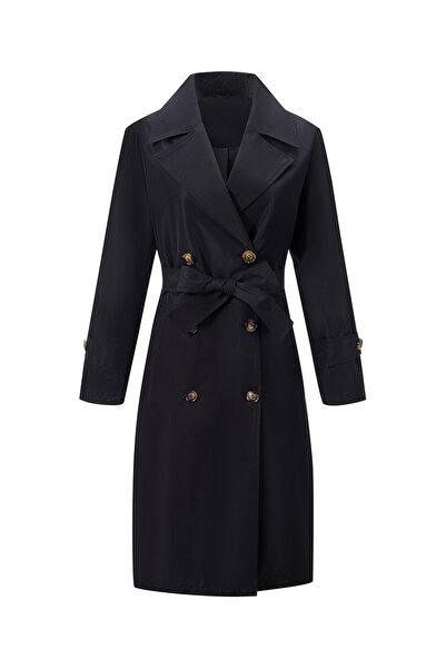 Take Two By Styli Solid Belted Button Longline Trench Coat