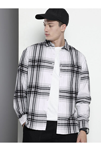 The Indian Garage Co By Styli Men White Regular Fit Checked Shirt