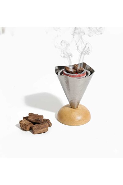 VENDIX Incense Burner with Wooden Base, Stainless Steel Traditional Arabic Ma...