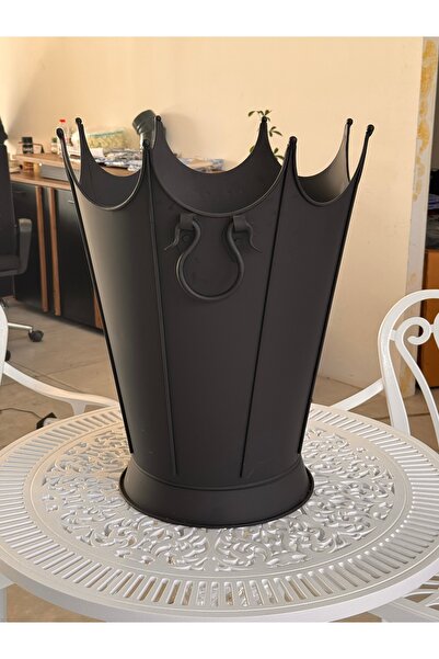 UZMAN DÖKÜM Siyah Mat Şömine ve Soba Odunluğu – Dekoratif Metal Odun Kovası 4...
