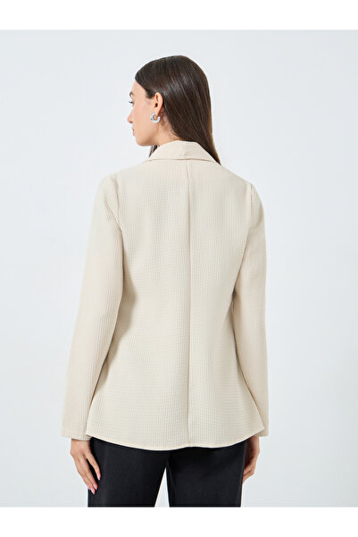 Take Two By Styli Beige Textured Front Open Blazer