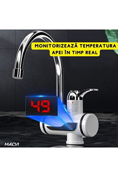 MACVI Electric faucet RX-00701 Macvi®, LED, instant hot water + filter, tap mounting, White