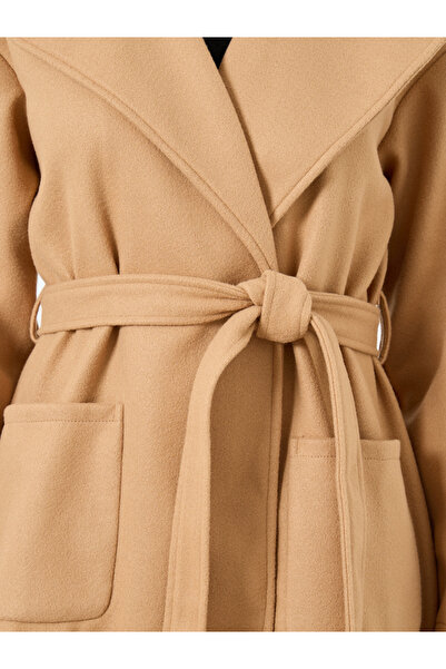 Take Two By Styli Mustard Regular Fit Wool Like Midi Coat